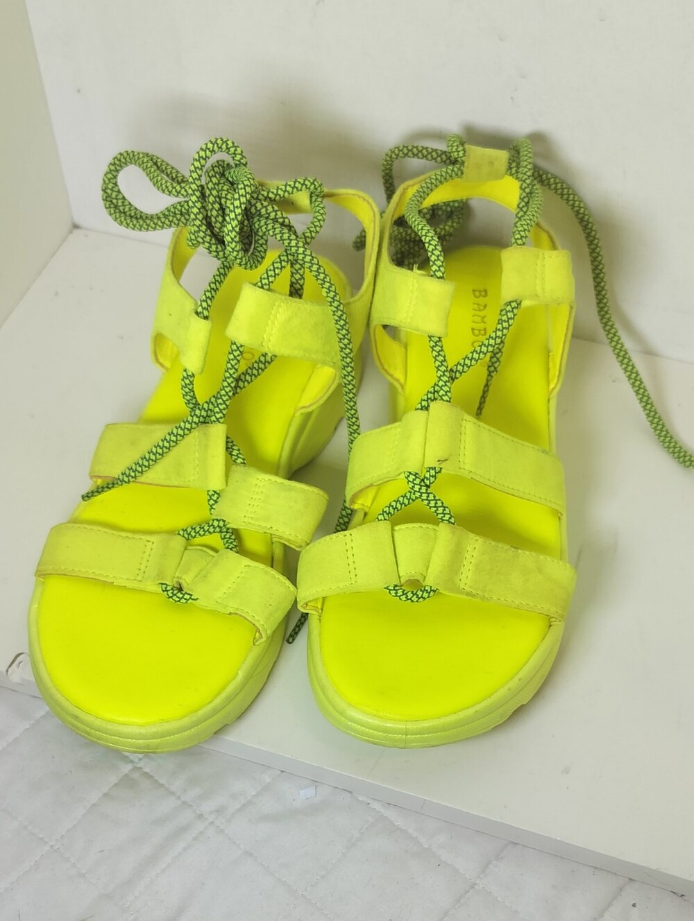Bright Yellow Lace-Up Women’s Sport Sandals